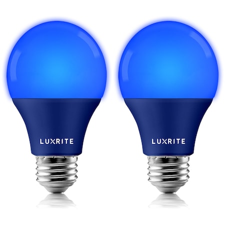 A19 LED Light Bulbs 8W (60W Equivalent) Blue Colored Bulbs Non-Dimmable E26 Base 2-Pack